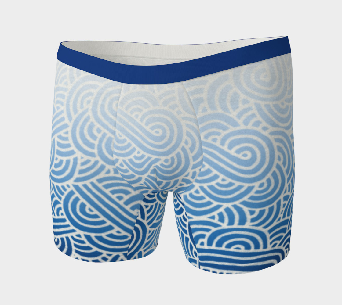 Aperçu de Ombré blue and white swirls doodles Boxer Brief #3