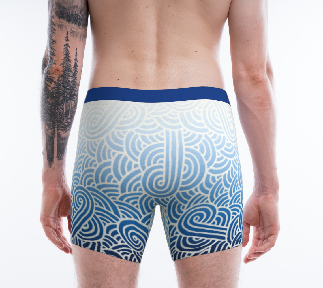 Aperçu de Ombré blue and white swirls doodles Boxer Brief #2