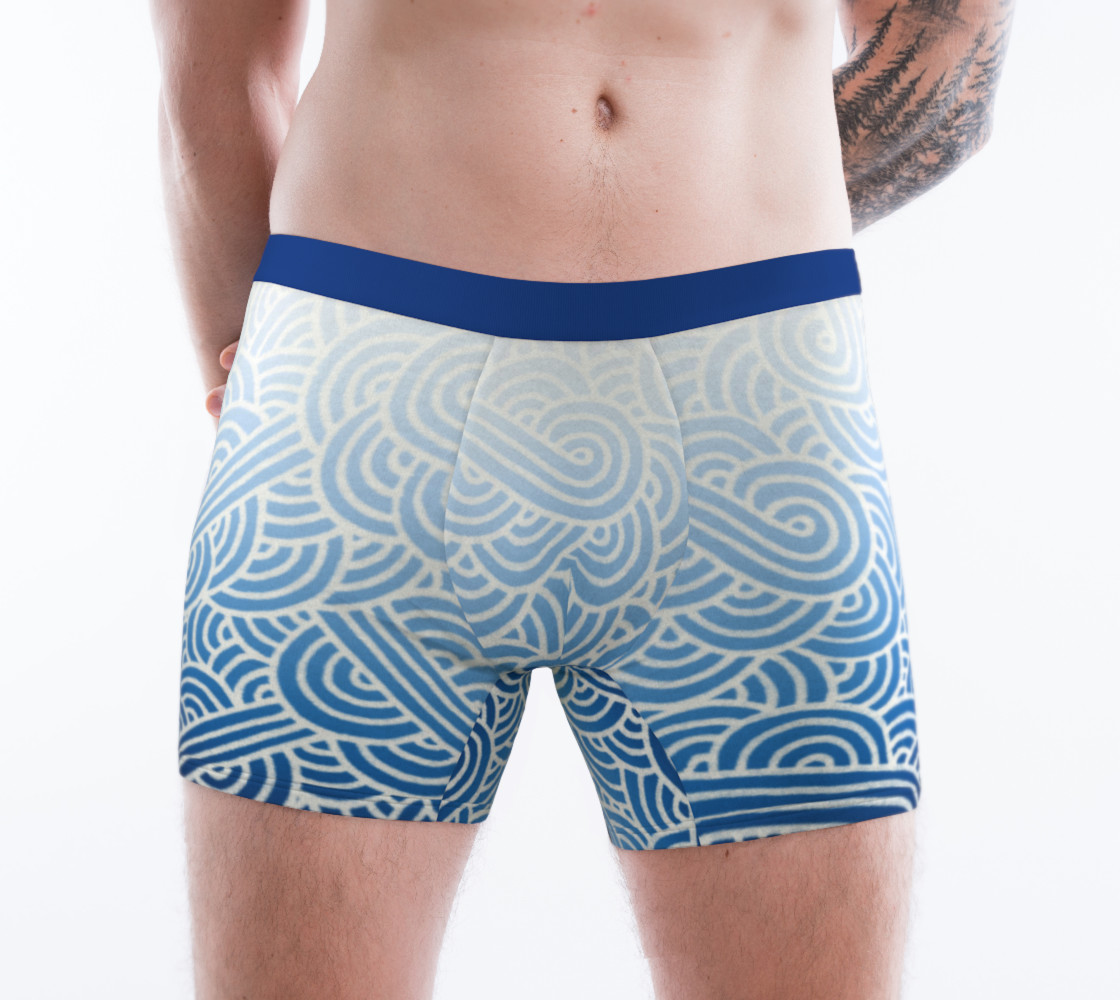 Aperçu de Ombré blue and white swirls doodles Boxer Brief #1