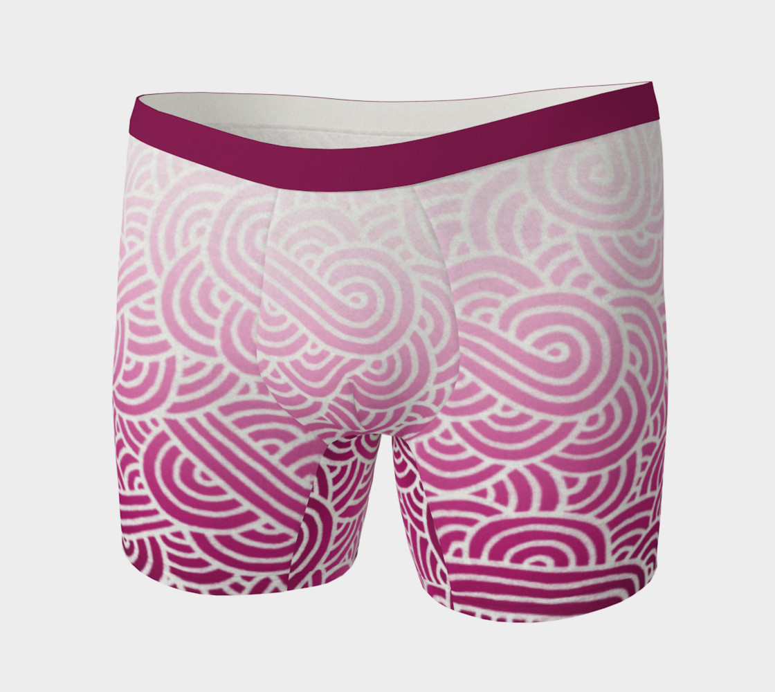 Aperçu de Ombré pink and white swirls doodles Boxer Brief #3