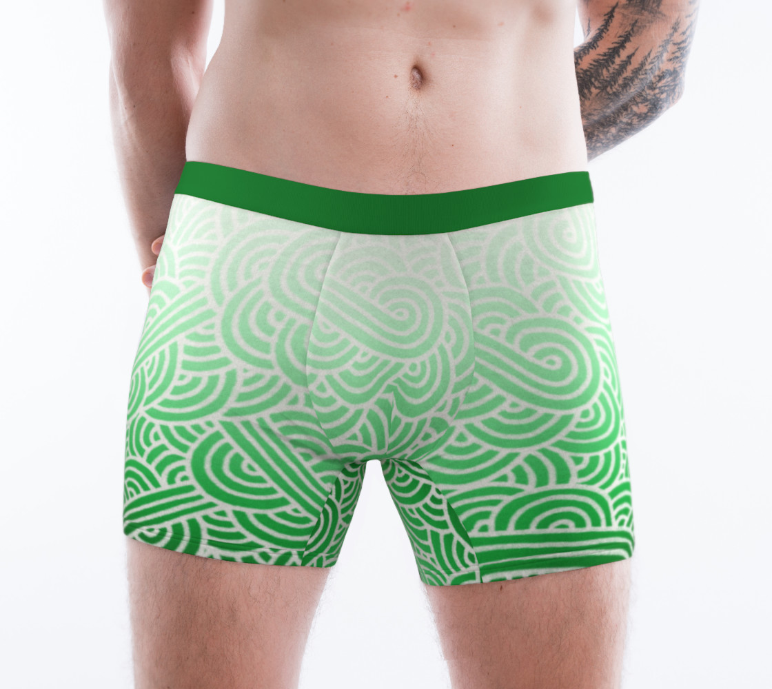 Aperçu de Ombré green and white swirls doodles Boxer Brief #1