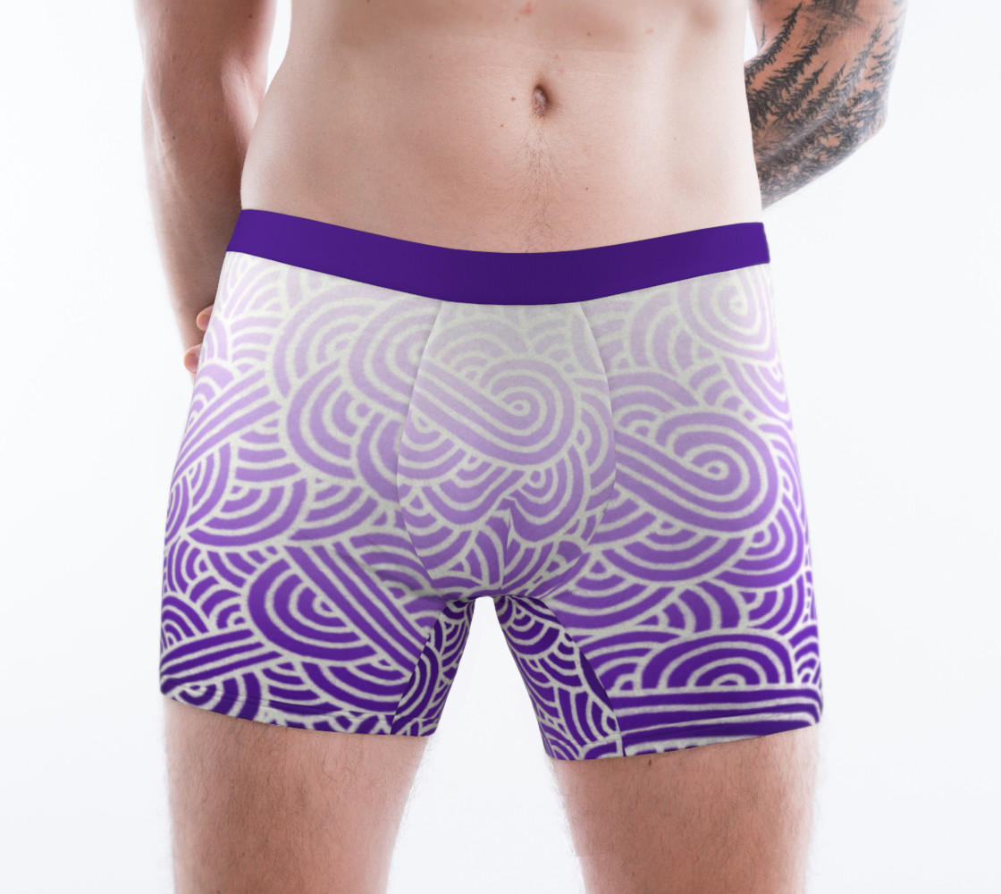 Ombré purple and white swirls doodles Boxer Brief 3D preview