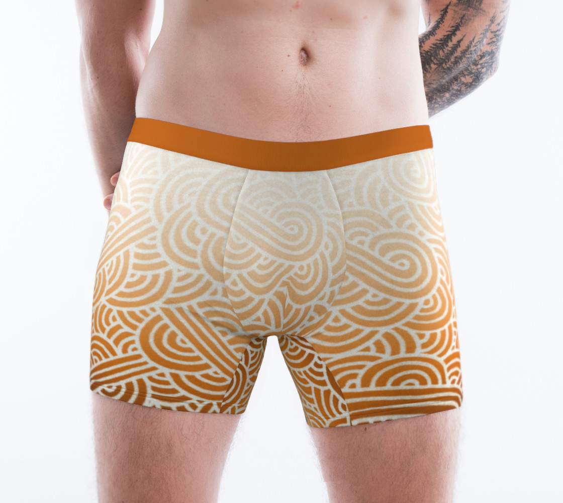 Ombré orange and white swirls doodles Boxer Brief 3D preview