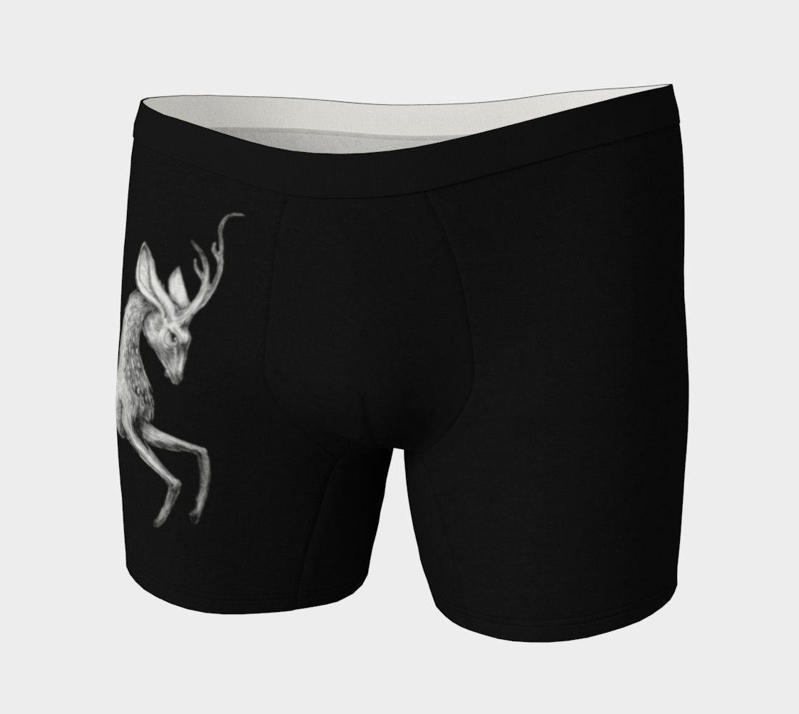 Stag Sketch Mens Boxer Briefs Black preview #3