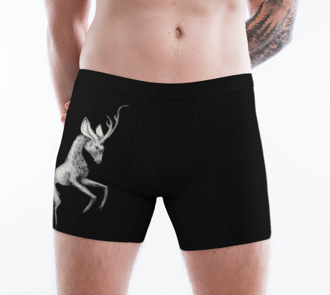 Stag Sketch Mens Boxer Briefs Black preview #1