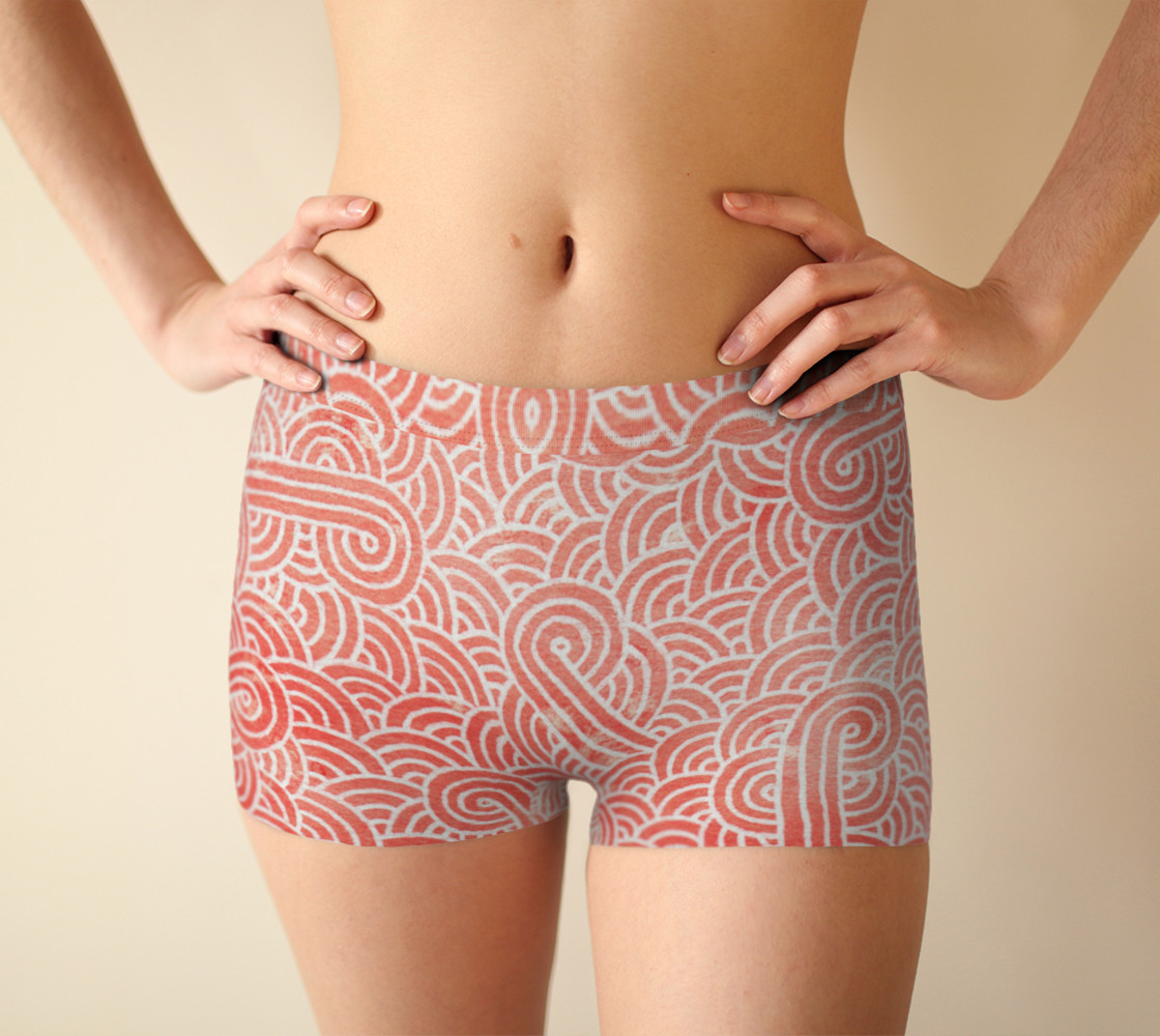 Aperçu de Peach echo and white swirls doodles Boyshort #1