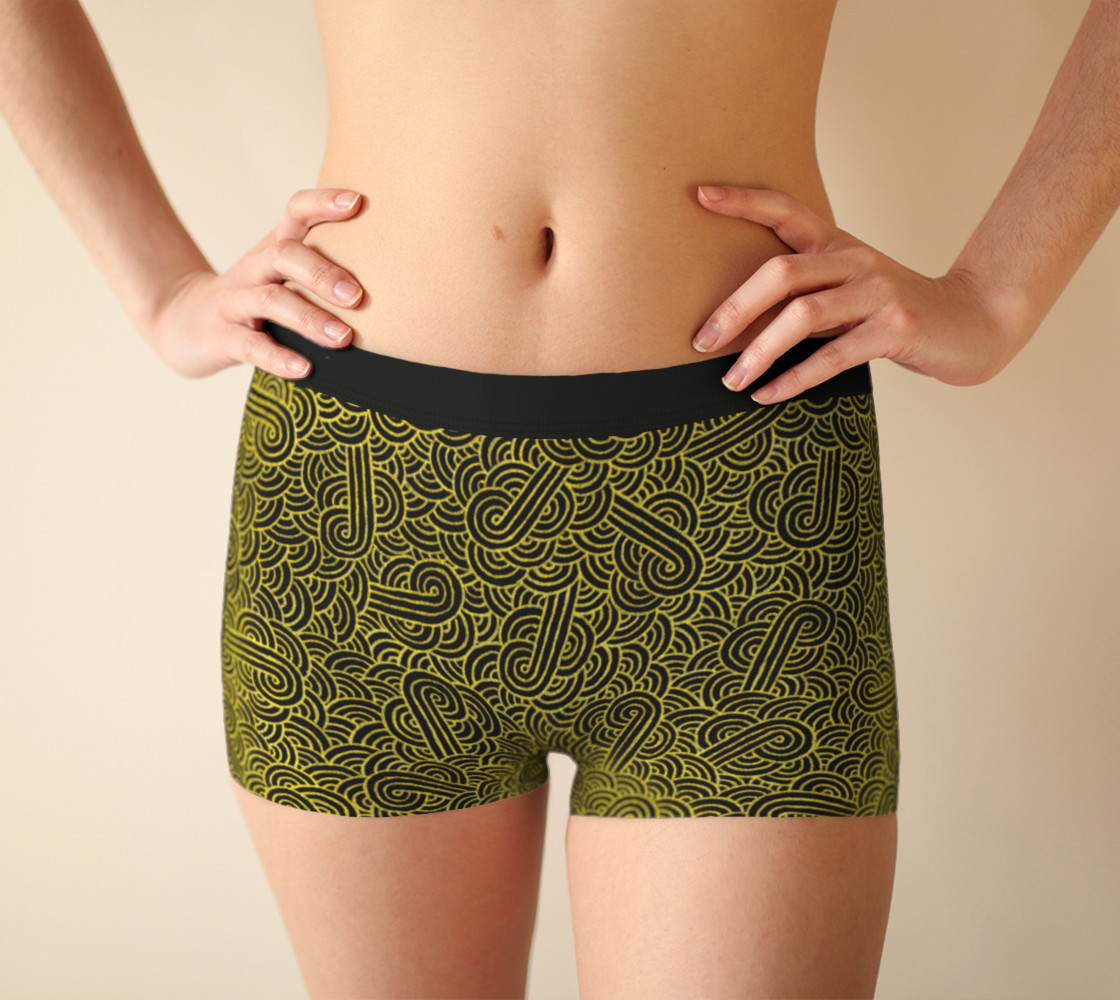 Faux gold and black swirls doodles Boyshort preview #1