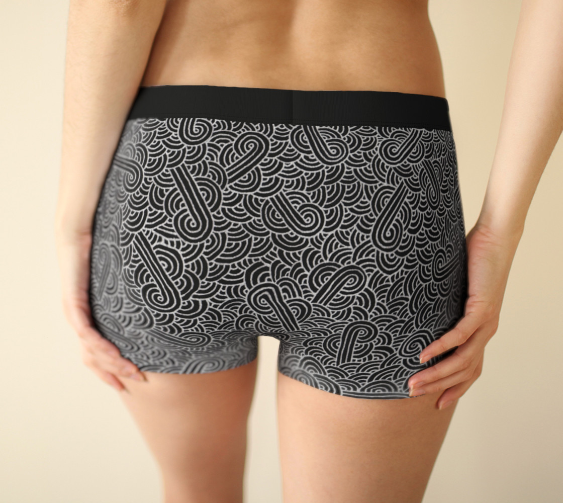 Faux silver and black swirls doodles Boyshort preview #2