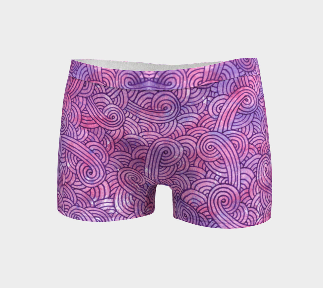 Neon purple and pink swirls doodles Boyshort preview #3