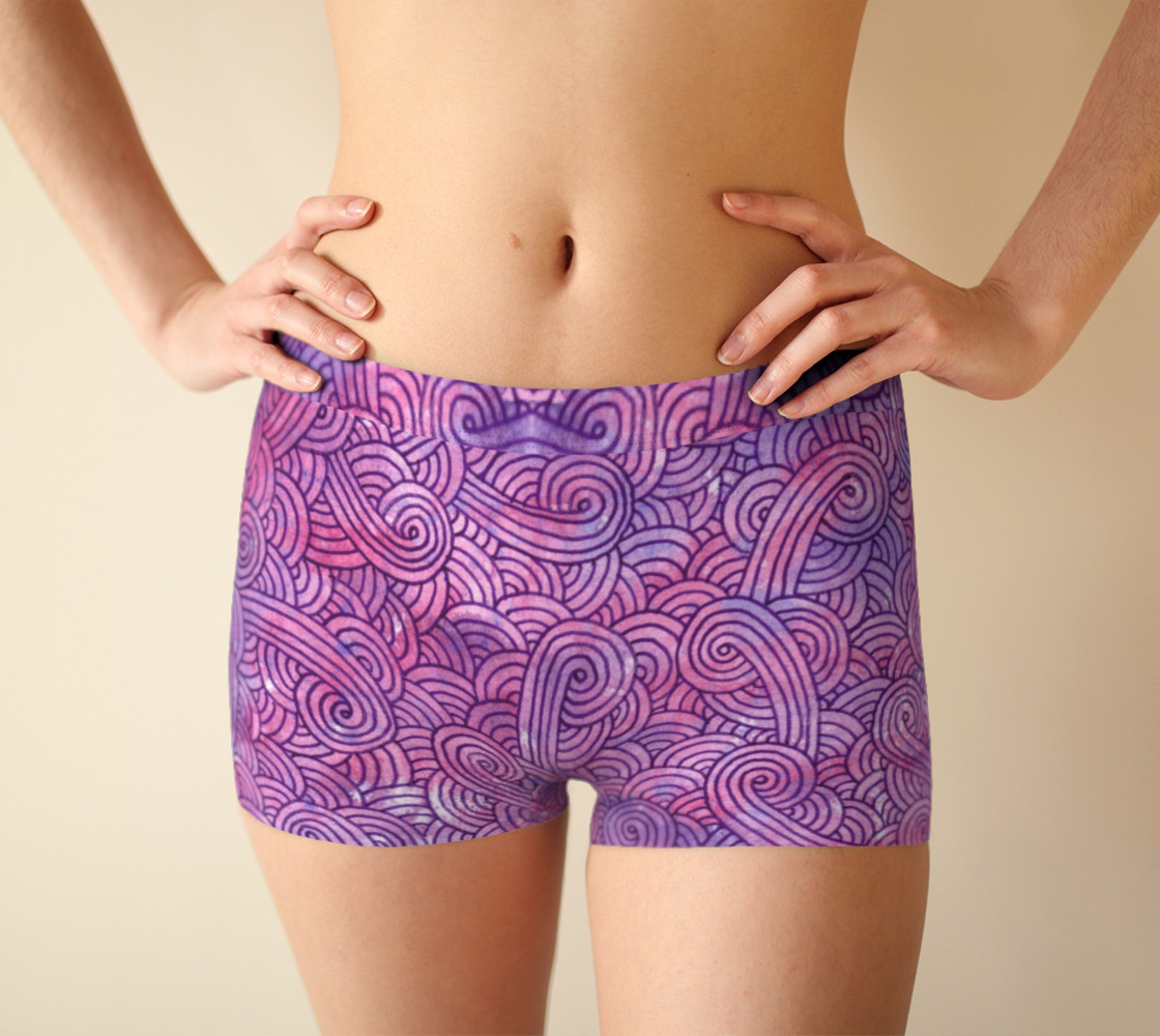 Neon purple and pink swirls doodles Boyshort preview #1