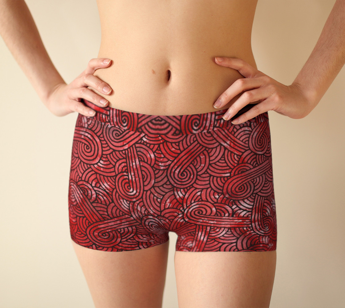 Aperçu de Red and black swirls doodles Boyshort #1