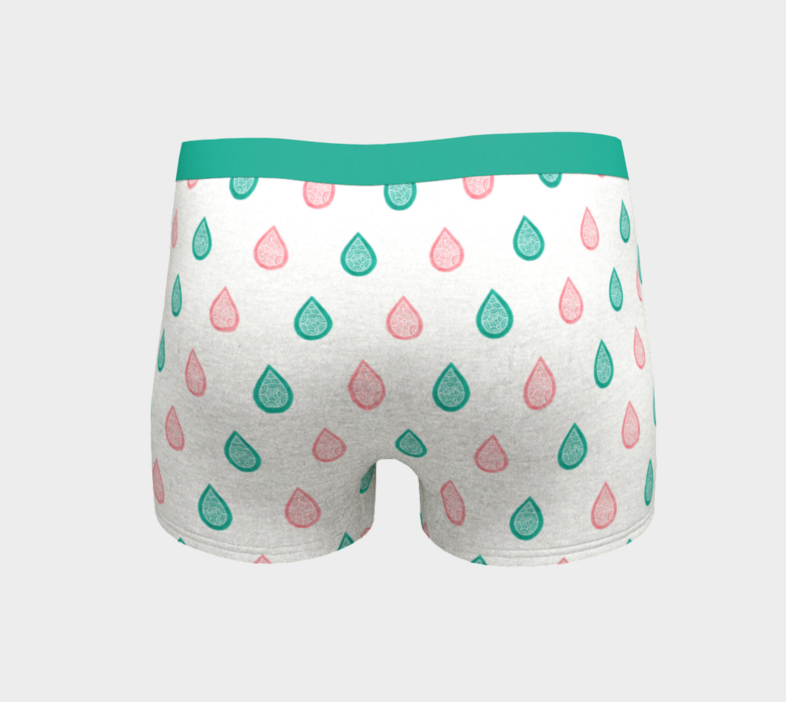 Teal blue and coral pink raindrops Boyshort preview #4