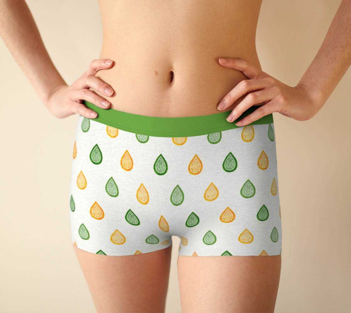 Aperçu de Yellow and green raindrops Boyshort #1