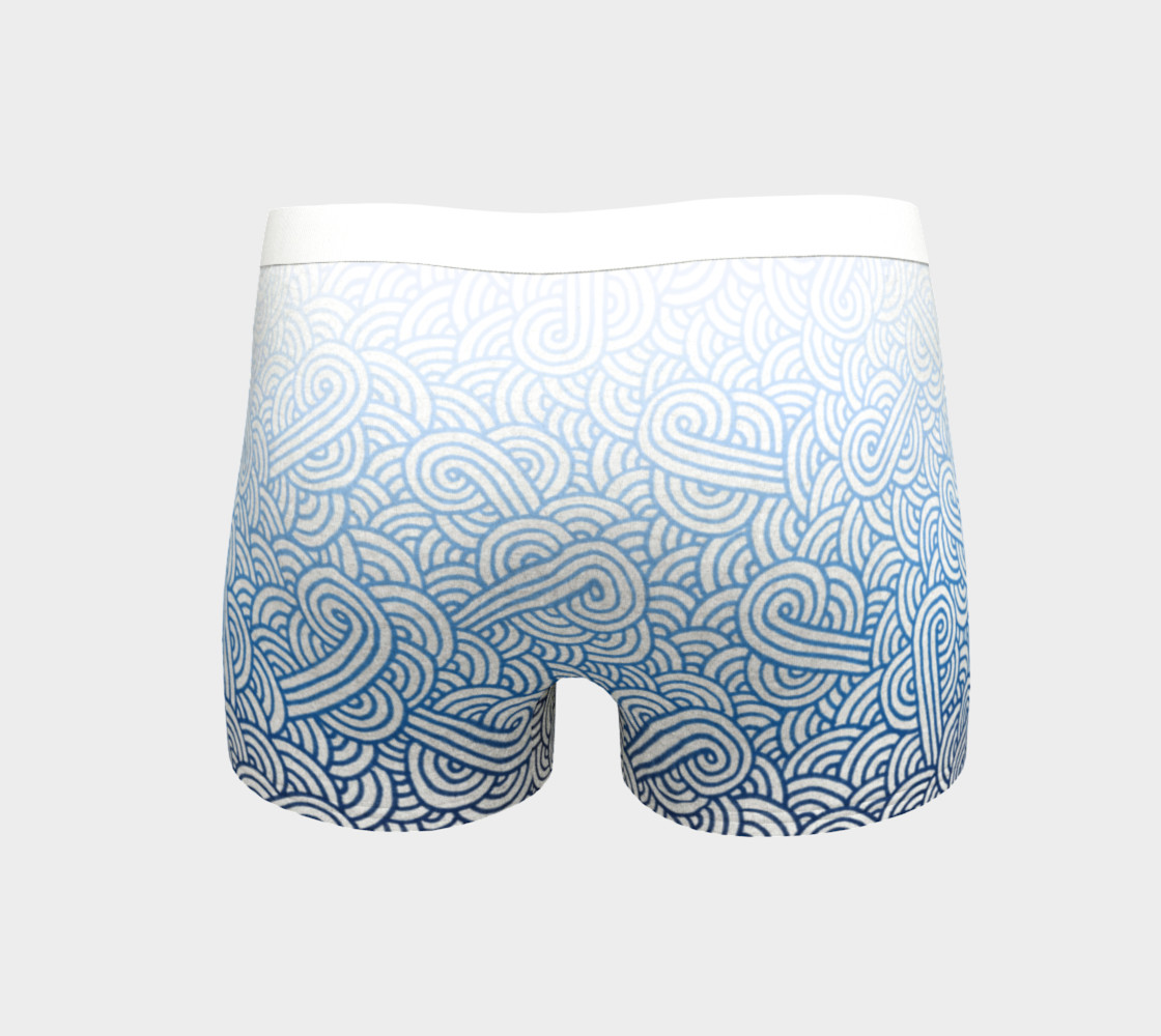 Gradient blue and white swirls doodles Boyshort preview #4