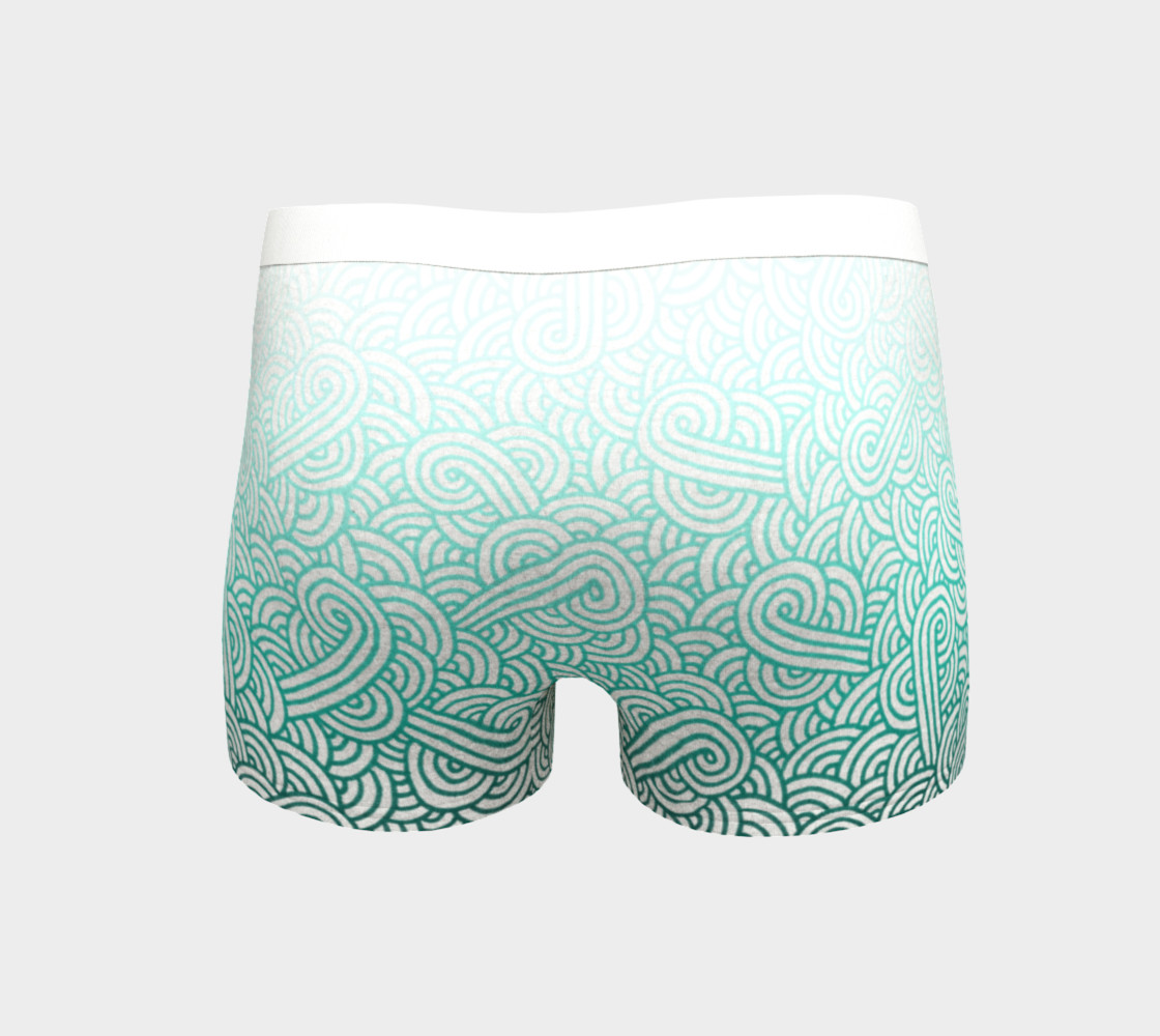 Aperçu de Gradient teal blue and white swirls doodles Boyshort #4