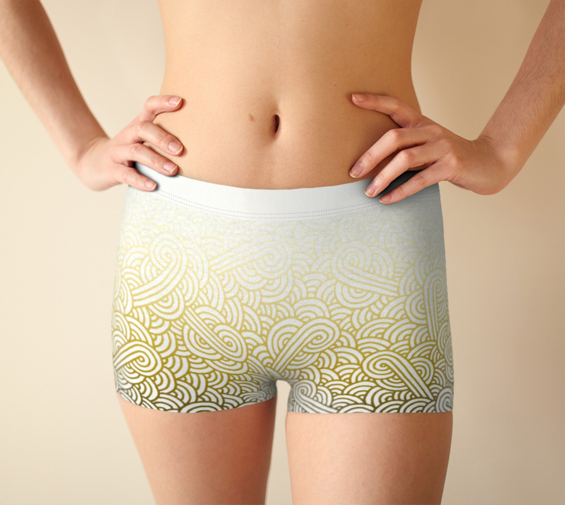 Gradient yellow and white swirls doodles Boyshort 3D preview