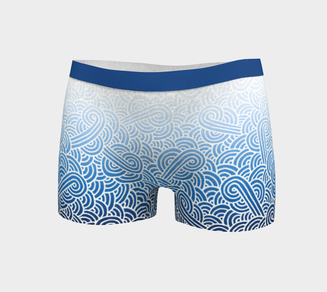 Ombré blue and white swirls doodles Boyshort preview #3
