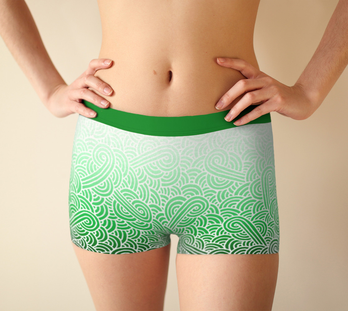 Ombré green and white swirls doodles Boyshort preview #1