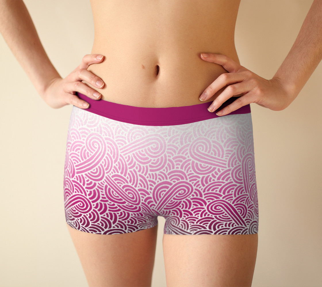 Ombré pink and white swirls doodles Boyshort preview #1