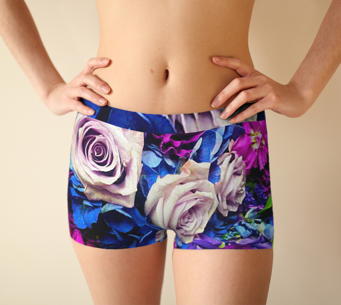Rose Bouquet in Blues and Purples Boyshorts 3D preview