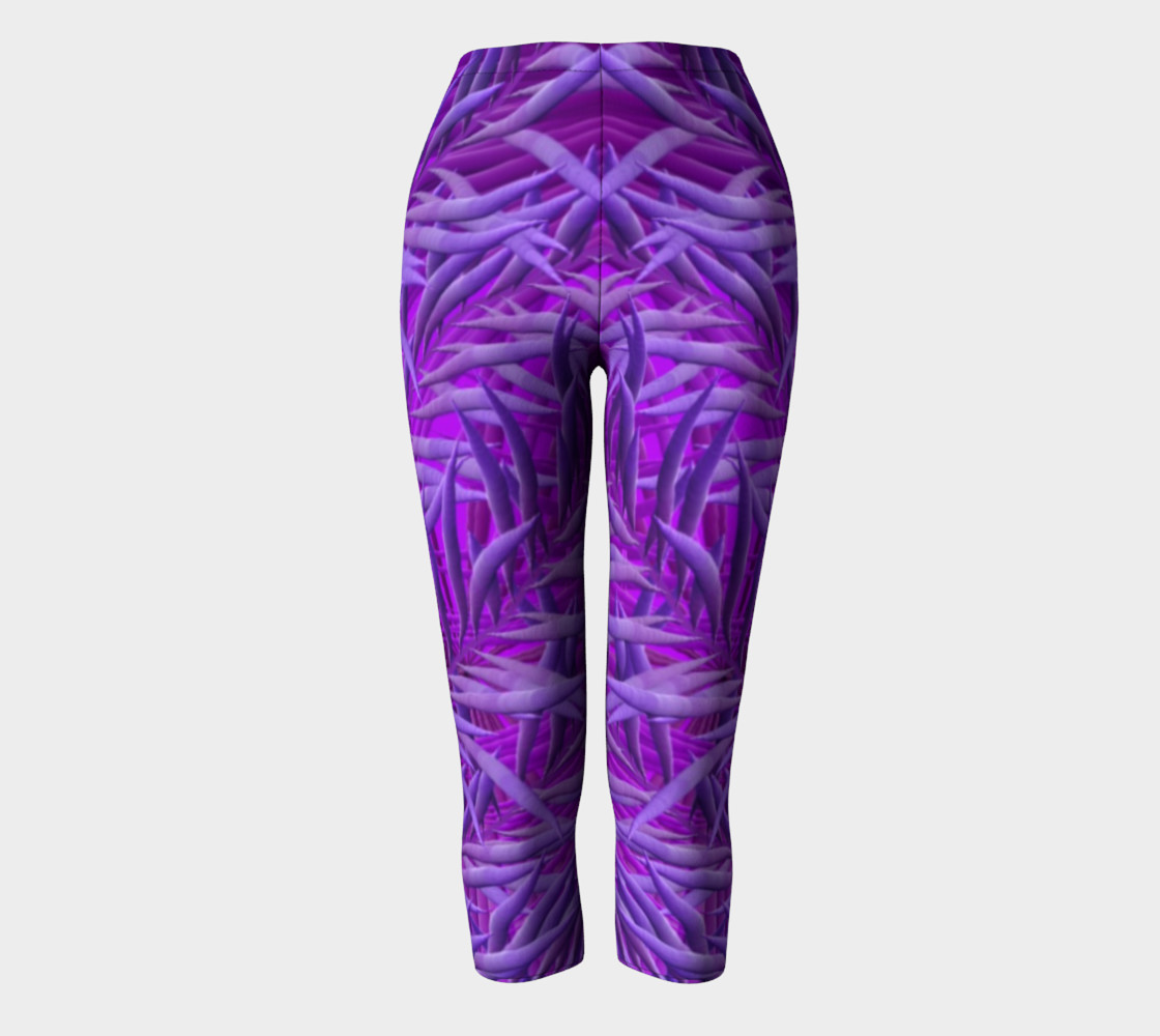 Purple Feathers Capris leggings preview #2