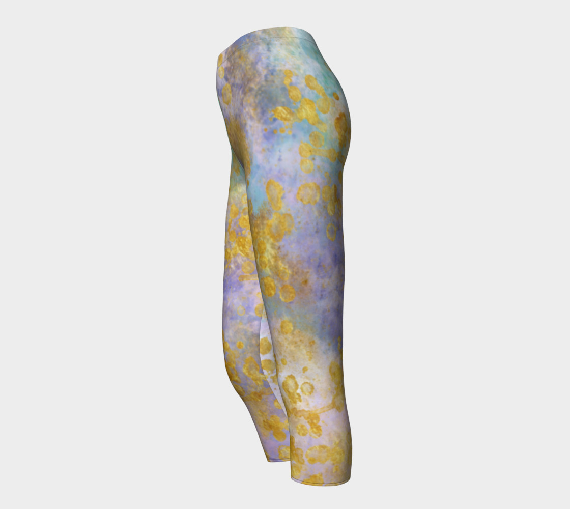 Watercolor and Golden Flakes- Capri Length Leggings thumbnail #4