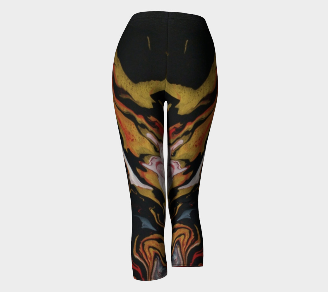 Black Red & Gold Abstract Capris preview #4