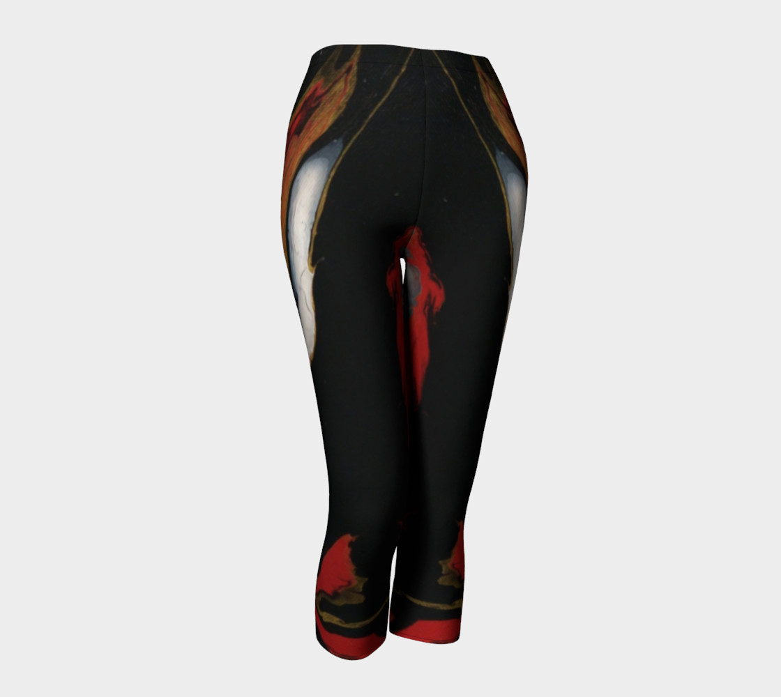 Black Red & Gold Abstract Capris 3D preview