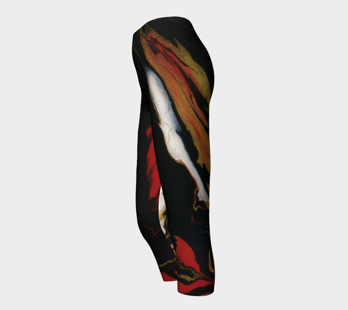 Black Red & Gold Abstract Capris preview #3