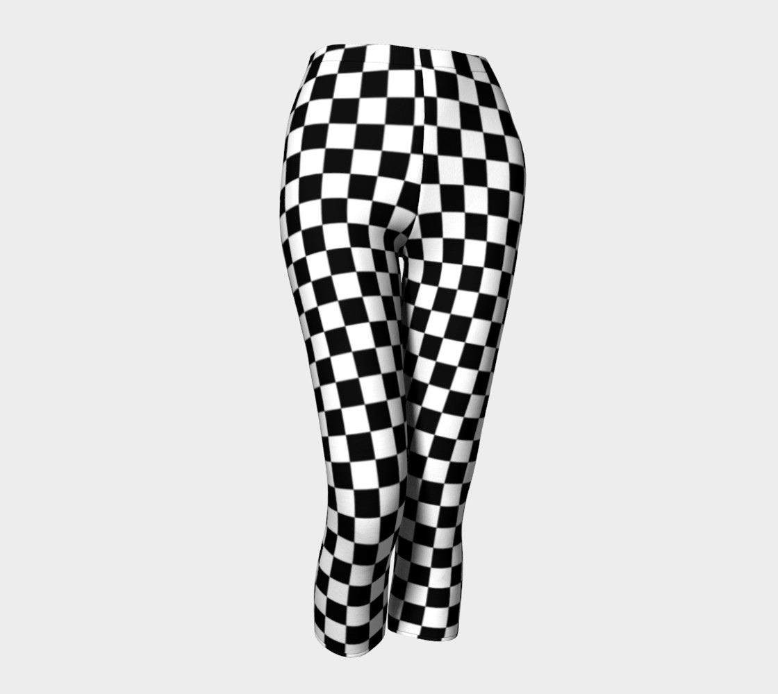 Black White Checker Board Pattern Capris preview #1