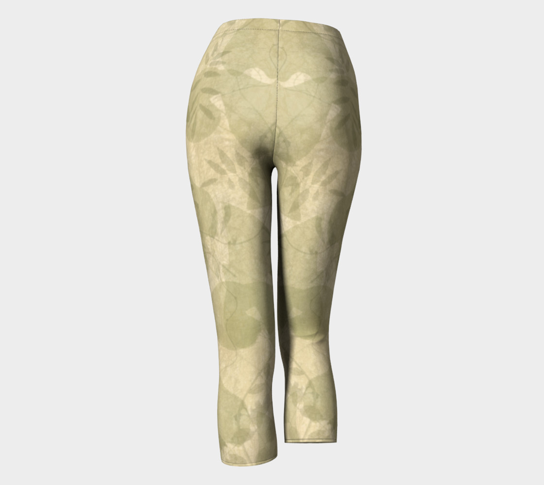 Parchment Leaves boho art capri leggings preview #4