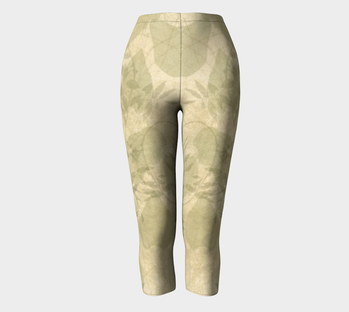 Parchment Leaves boho art capri leggings preview #2