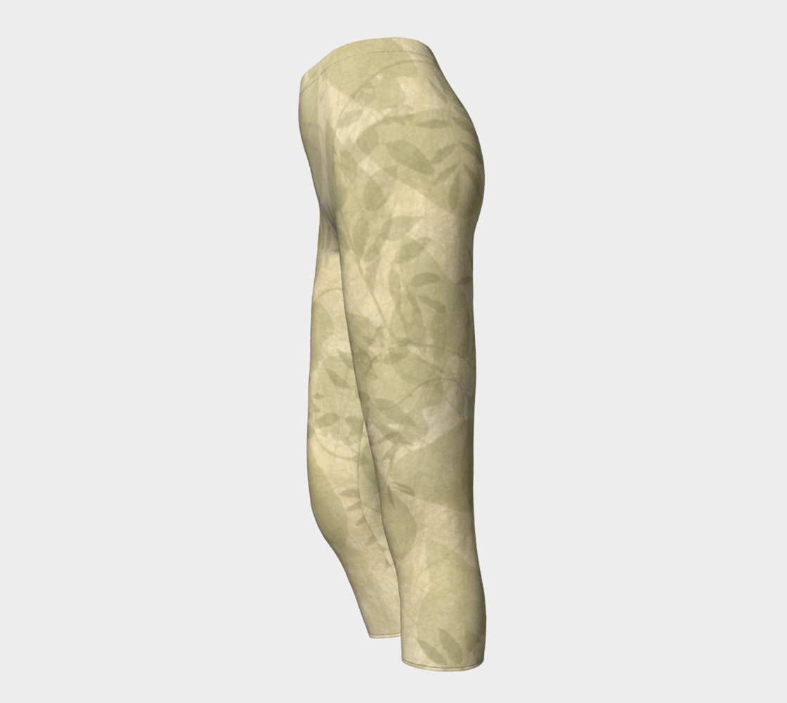 Parchment Leaves boho art capri leggings preview #3