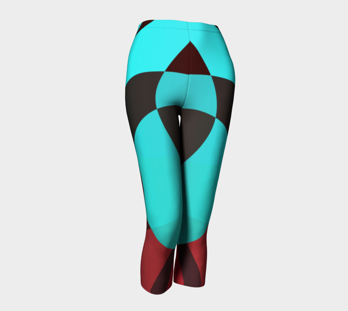 Turquoise Red Geometric Capri Leggings preview #1