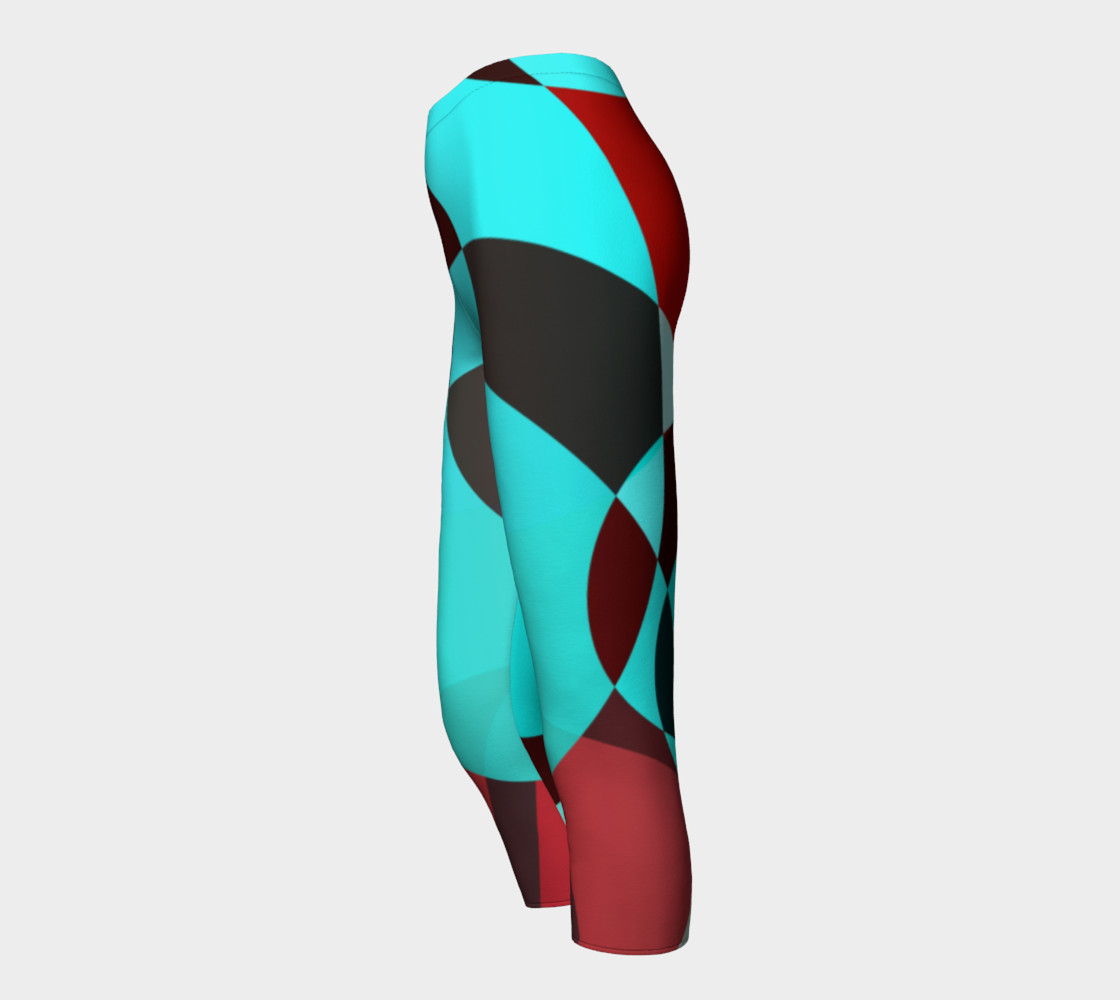 Turquoise Red Geometric Capri Leggings preview #3