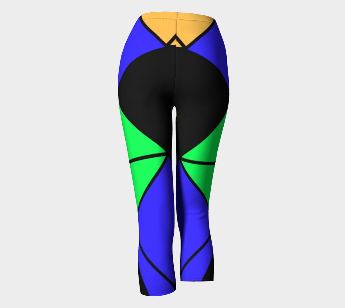 Neon Green Blue Black Capri Leggings preview #4