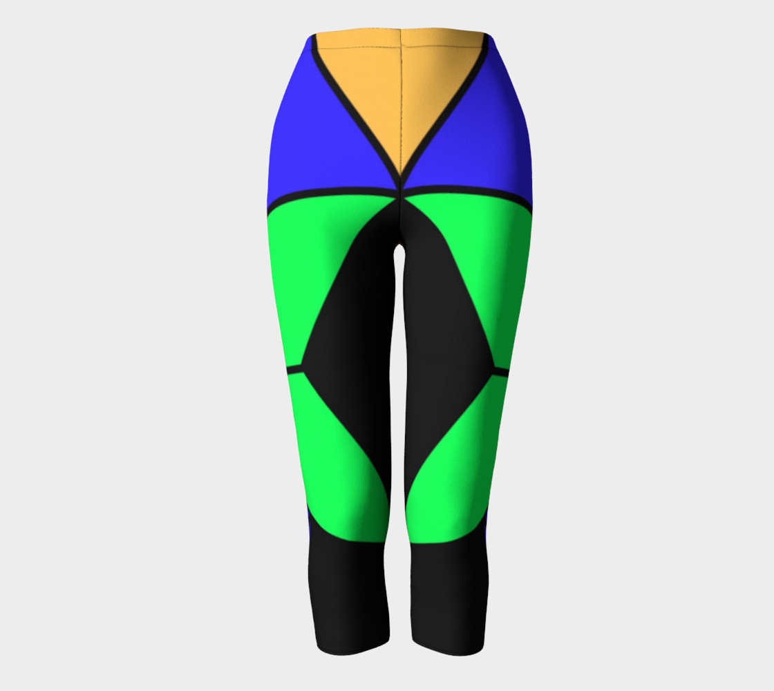 Neon Green Blue Black Capri Leggings preview #2
