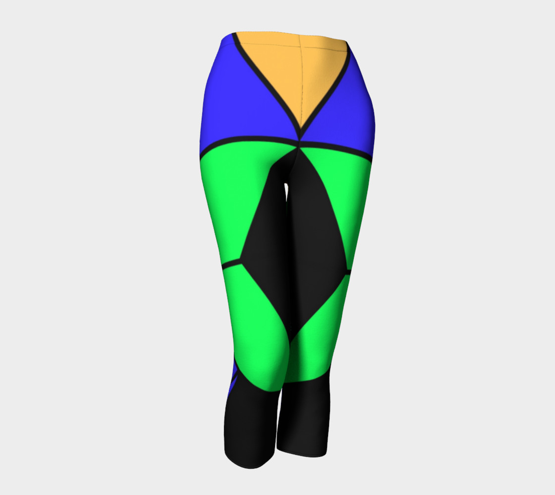 Neon Green Blue Black Capri Leggings preview #1