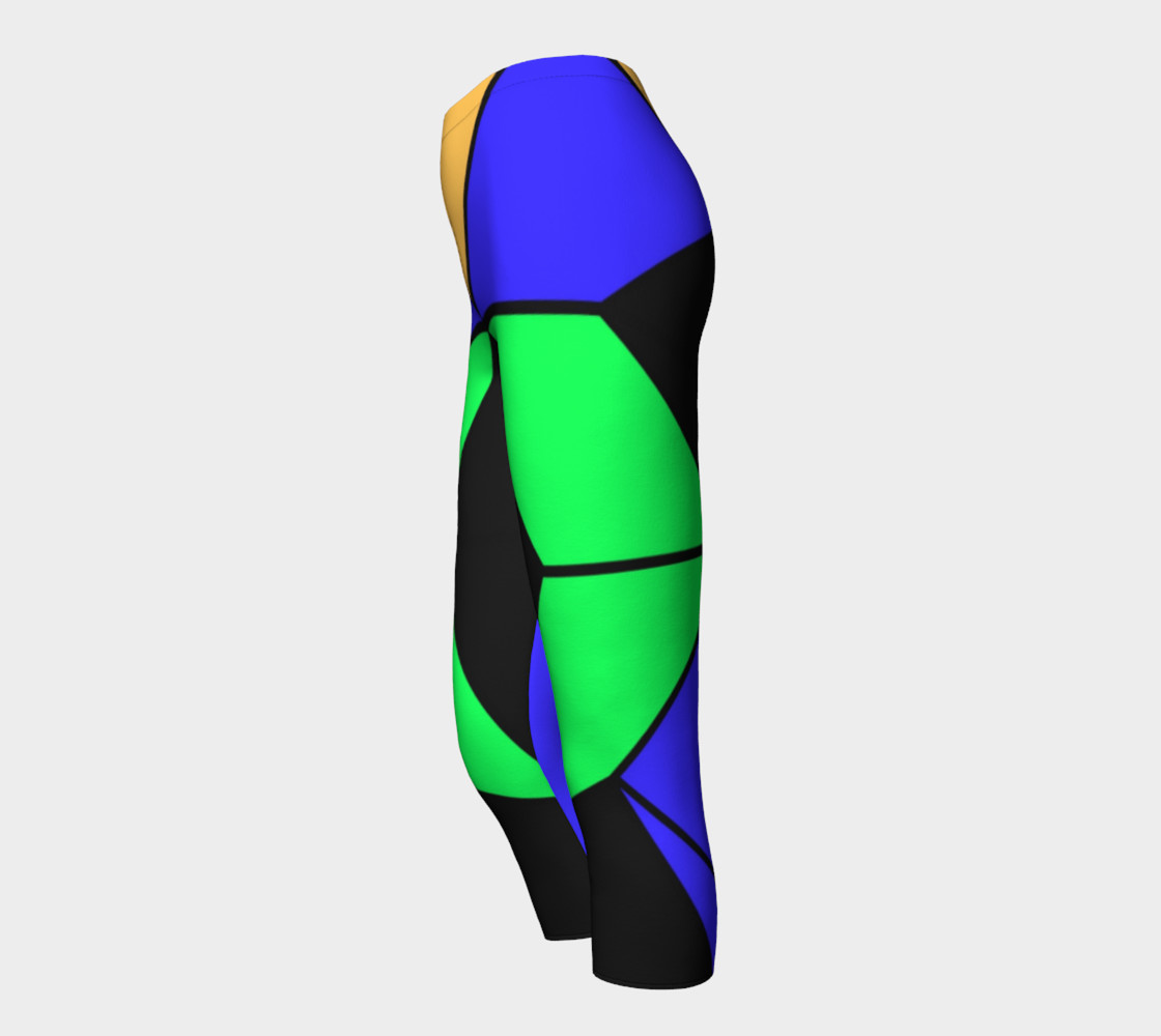 Neon Green Blue Black Capri Leggings preview #3