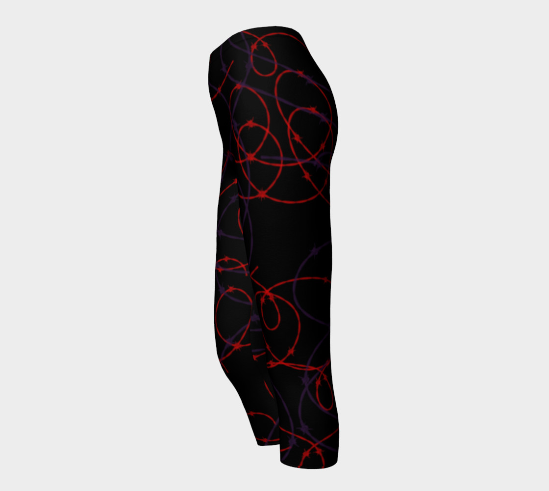 Gothic Barbed Wire Print Leggings by Tabz Jones  thumbnail #4