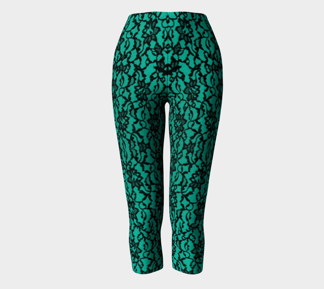 Green with Black Lace Leggings preview #2