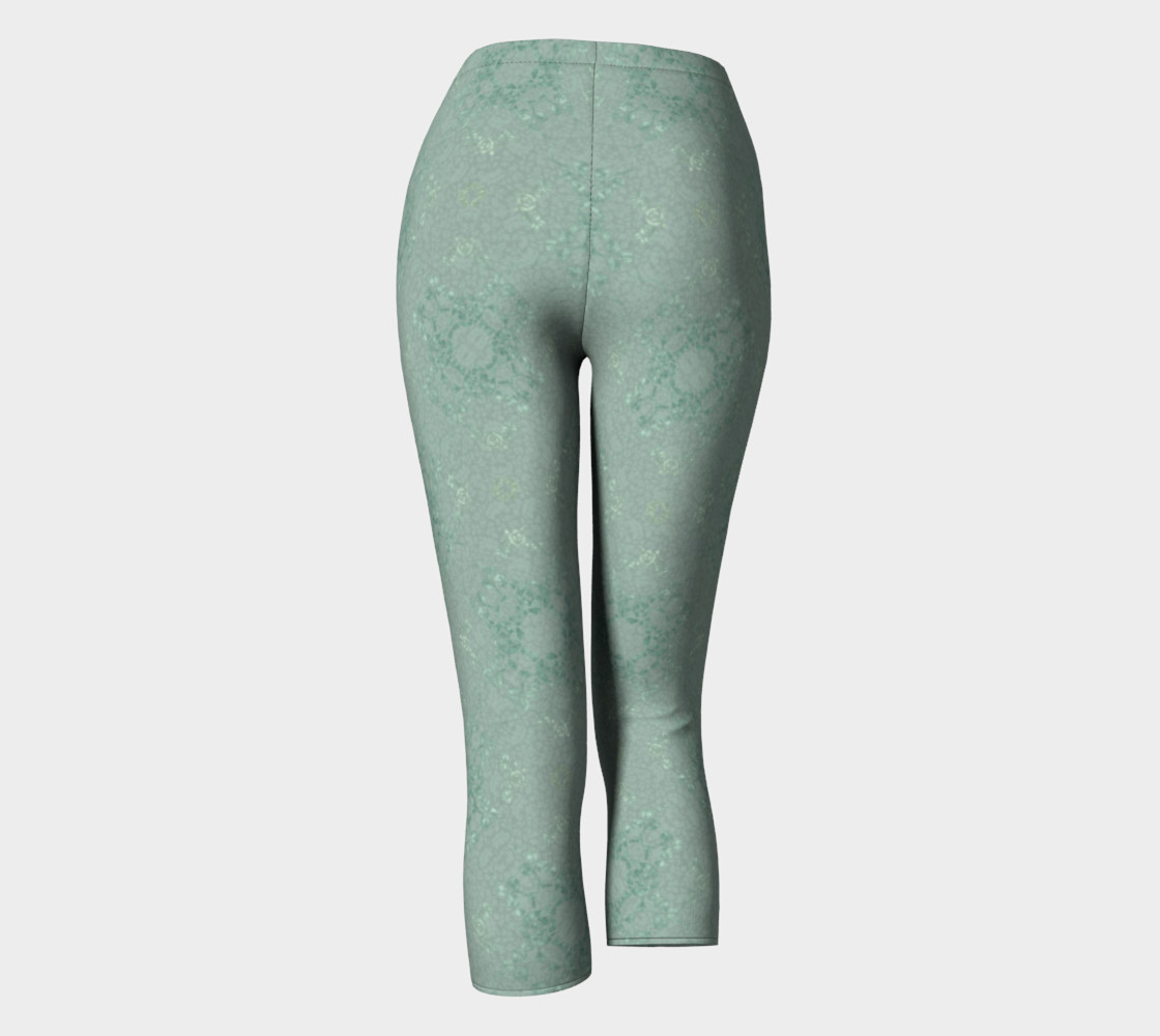 Vintage Green Roses Print Leggings preview #4