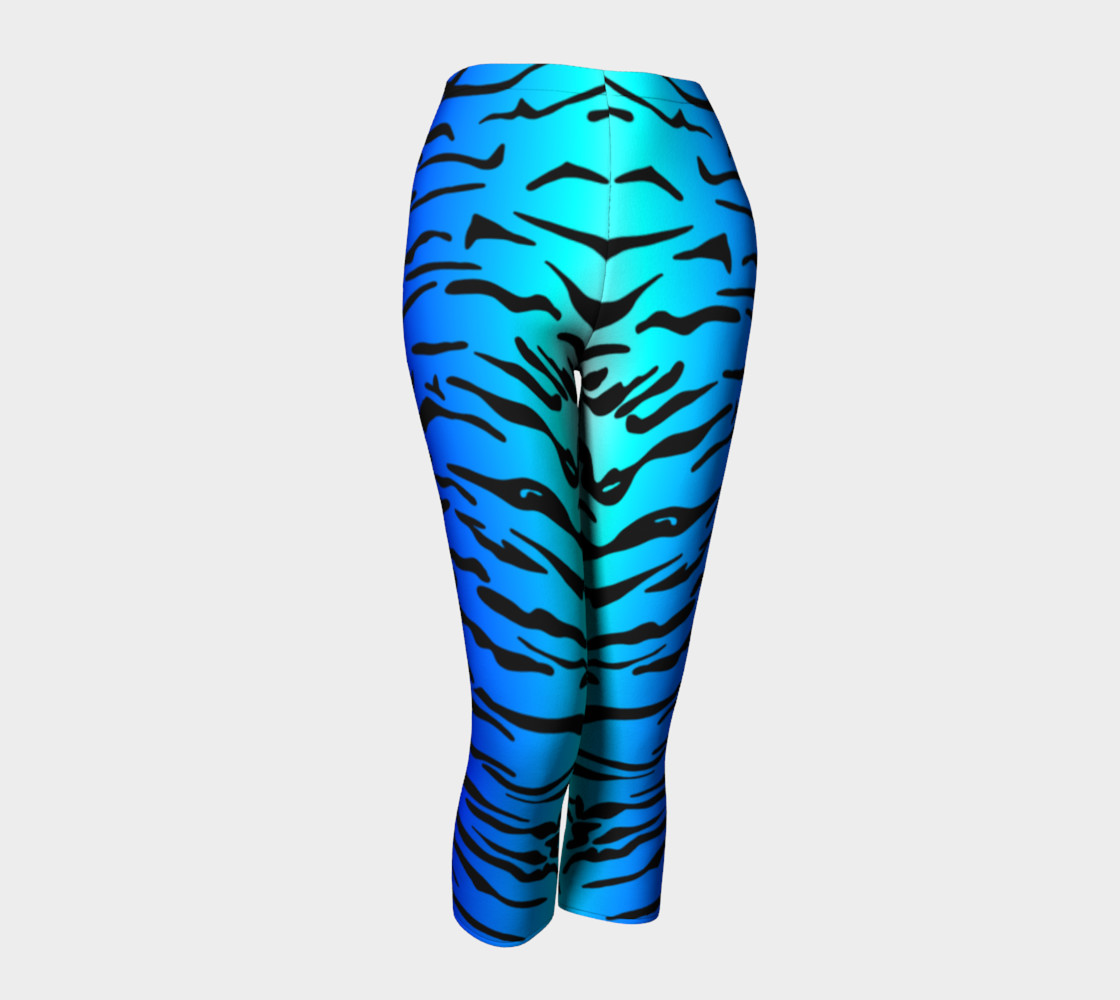 Tiger Print Capris Turquoise-Blue preview #1