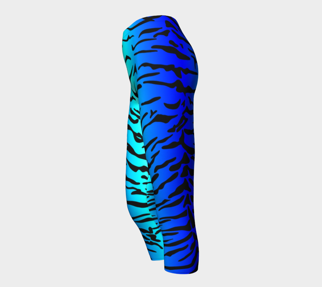 Tiger Print Capris Turquoise-Blue preview #3