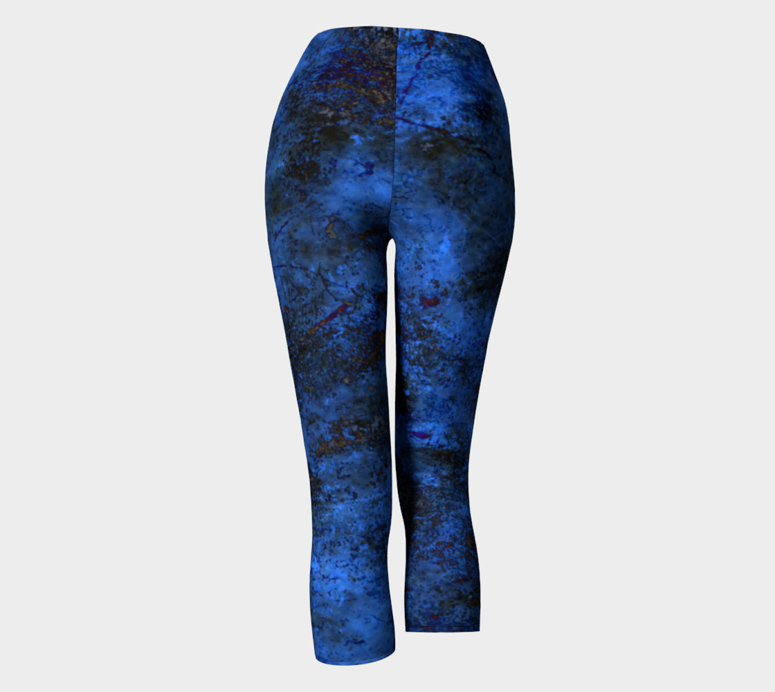 Blue Crushed Velvet Print Leggings preview #4