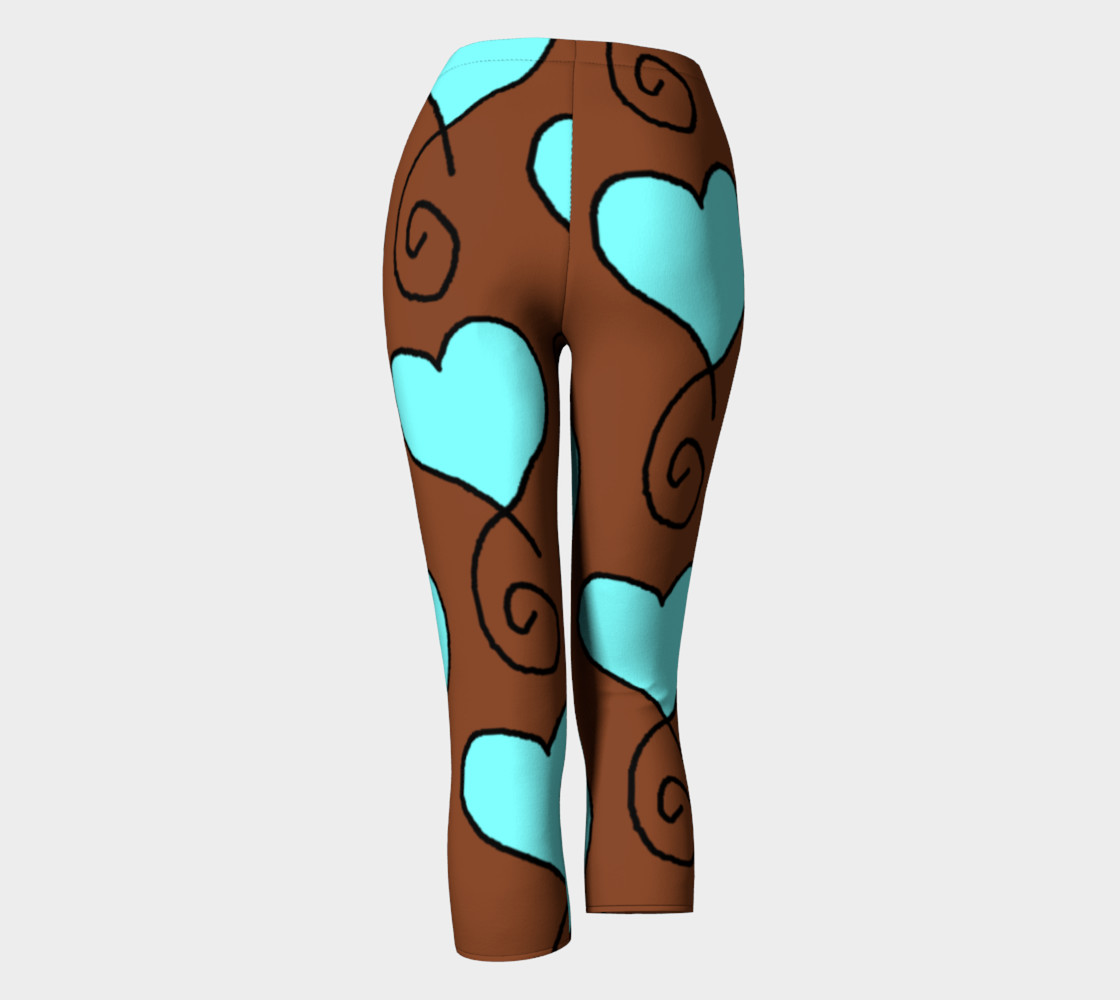Brown With Light Blue Hearts Capris preview #4