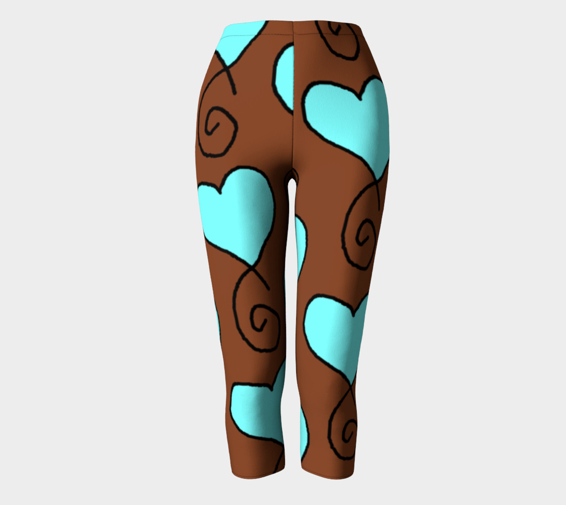 Brown With Light Blue Hearts Capris preview #2
