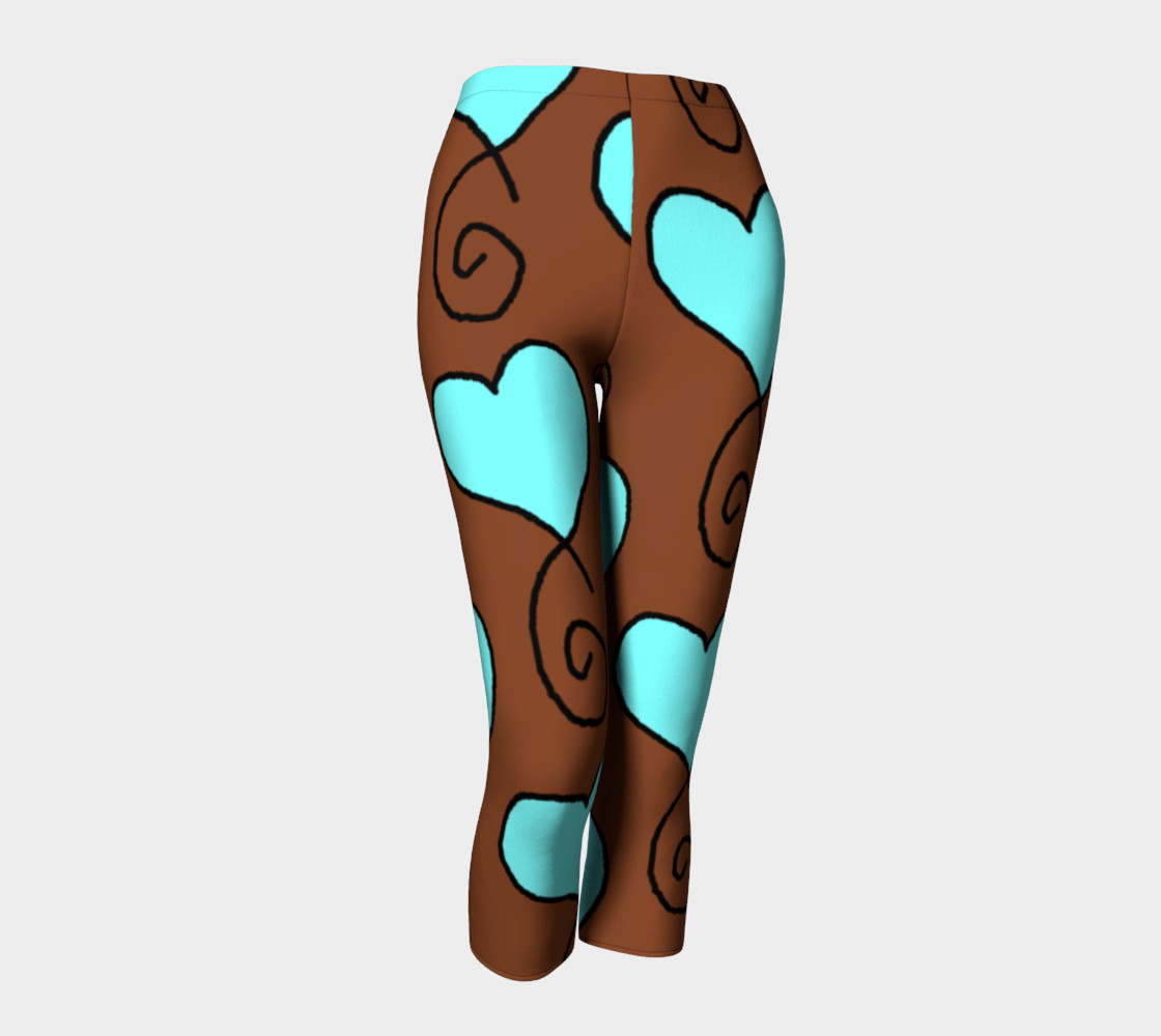 Brown With Light Blue Hearts Capris preview #1