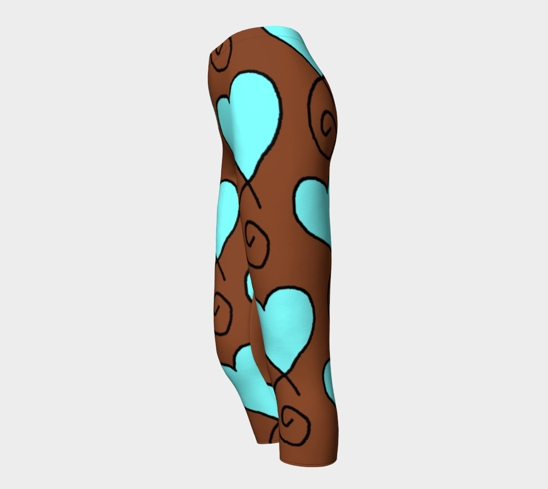 Brown With Light Blue Hearts Capris preview #3