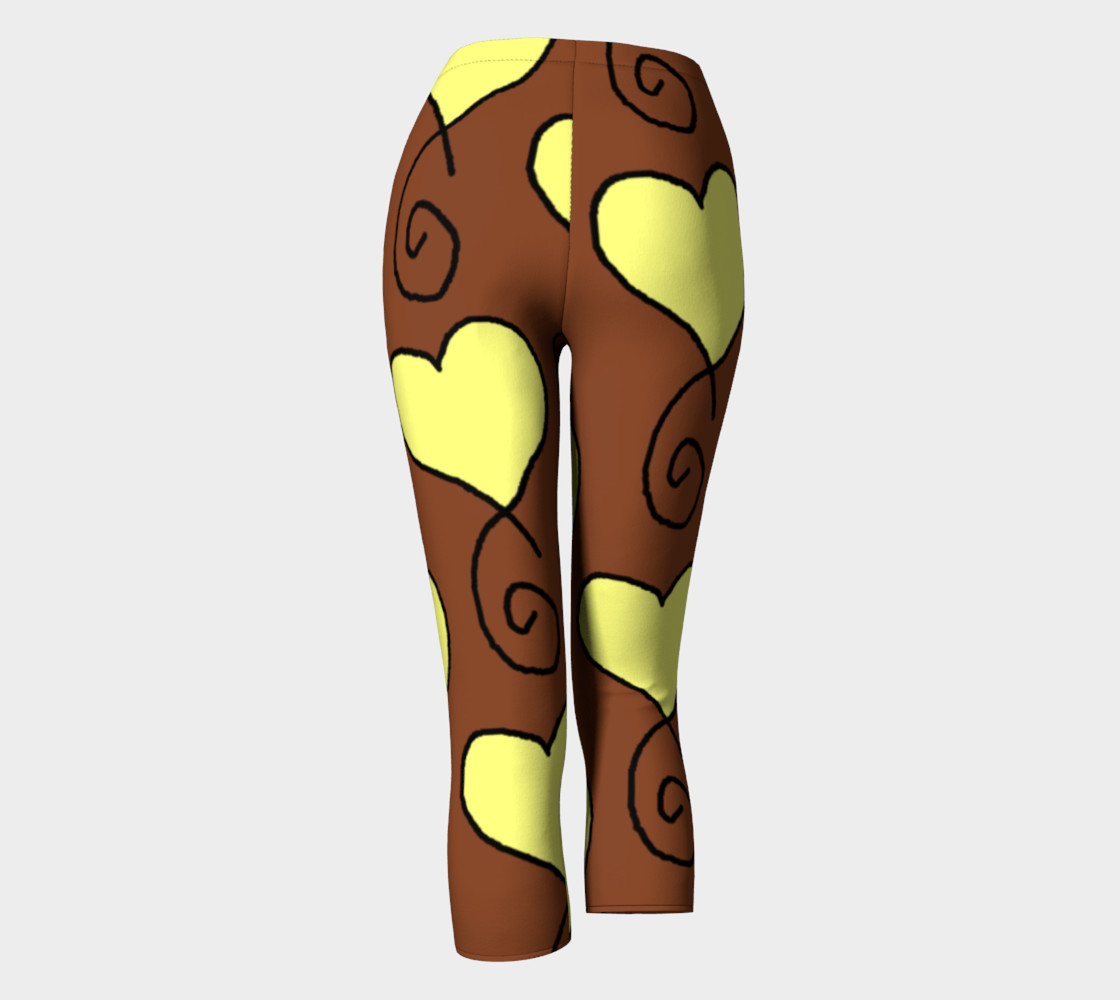 Brown with Light Yellow Hearts Capris preview #4